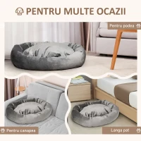 PawHut pat textil pentru caine, catifea, 132x89x28cm gri inchis(m-7)