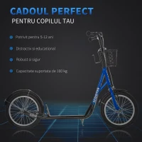 HOMCOM trotineta copii, roti mari, frane, 139x58x90-96cm(m-7)