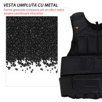 HOMCOM Vesta ponderata 20kg cu 38 Greutati, Captuseala si Inchideri cu Velcro(m-7)
