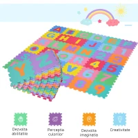 HOMCOM covor puzzle pentru copii, 36 piese, multicolor(m-6)