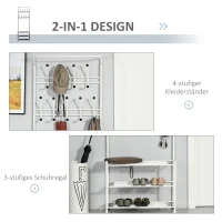 HOMCOM WIESZAK STOJAK NA UBRANIA GARDEROBA ŚCIENNA biała(m-4)