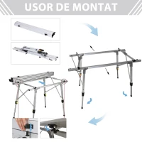 Outsunny Masa Pliabila de Camping din Aluminiu 90 x 53 x 45/65 cm(m-6)