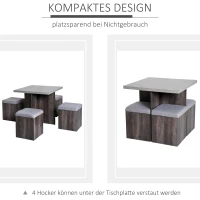 HOMCOM STÓŁ DO JADALNI W ZESTAWIE Z 4 HOKERAMI 80 X 80 CM szary(m-7)