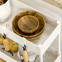 HOMCOM keukenwagen met 4 schappen, 3 flexibele haken, 4 wielen, 40 cm x 19 cm x 90 cm, wit(m-8)