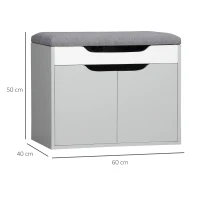 HOMCOM Shoe Bench with Cushion, Modern Storage Bench with Padded Seat, 2-tier Cabinet, Hidden Storage, Adjustable Shelf for Living Room and Entryway, Light Grey(m-3)