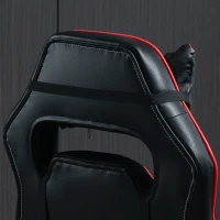 Vinsetto Reclining Gaming Chair with Footrest, Ergonomic, PU Leather Executive Swivel Chair with Headrest, Red and Black(m-9)