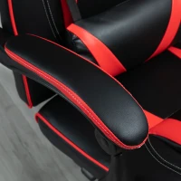 Vinsetto Reclining Gaming Chair with Footrest, Ergonomic, PU Leather Executive Swivel Chair with Headrest, Red and Black(m-8)