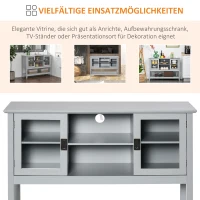 HOMCOM Sideboard mit 2 Vitrinentüren 2 Regale Glas Grau(m-5)