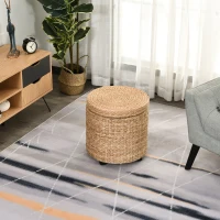 HOMCOM Simple Storage Ottoman Footrest with Removable Lid Rasied Feet(m-11)