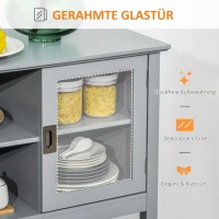 HOMCOM Sideboard mit 2 Vitrinentüren 2 Regale Glas Grau(m-4)