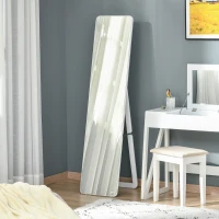 HOMCOM Full Length Mirror, Free Standing or Wall Hanging Dressing Mirror, Tall Full Body Mirror for Bedroom, Hallway, White(m-14)