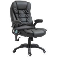 HOMCOM Executive Office Chair with Massage and Heat, High Back PU Leather Massage Office Chair with Adjustable Height, Black