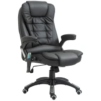 HOMCOM Executive Office Chair with Massage and Heat, High Back PU Leather Massage Office Chair with Adjustable Height, Black(m-1)