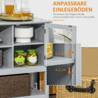 HOMCOM Sideboard mit 2 Vitrinentüren 2 Regale Glas Grau(m-8)