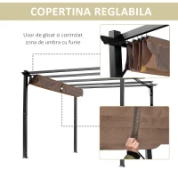 Outsunny Foisor Pergola de Gradina 3X4m Prelata Culisanta in Poliester Impermeabil si Schelet in Aluminiu(m-4)