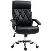 Vinsetto Chefsessel Bürostuhl Schreibtischstuhl Drehstuhl ergonomisch mit Wippenfunktion höhenverstellbar Rautenmuster modern elegant luxuriös PU-Kunstleder Metall Schaumstoff Schwarz 66x69x121 cm(m-1)