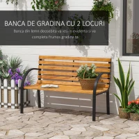 Outsunny Banca de Gradina sau Terasa cu 2 locuri, in Otel 122L x 60L x 83Hcm(m-5)