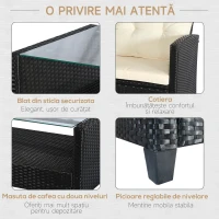 Outsunny Set Mobilier de Gradina 4 Piese din Ratan PE Masuta Canapea si Fotolii(m-6)