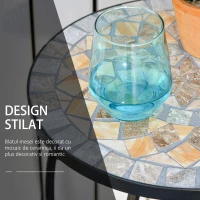 Outsunny Masuta de Gradina si Exterior din Metal si Ceramica Verde si Portocalie(m-6)