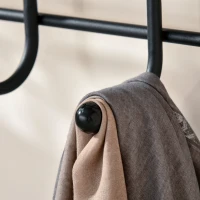 HOMCOM Kleiderständer 18 haken Wandgarderobe mit Schuhablage Metall Schwarz L67 x B30 x H185 cm(m-7)