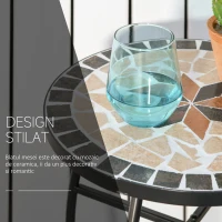 Outsunny Masuta de Gradina si Exterior din Metal si Ceramica Neagra si Portocalie(m-9)