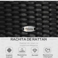 Outsunny Set Mobila in PE Rattan de Extern cu Masa, 2 Fotolii si Canapea cu Perne, Negru(m-4)