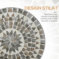 Outsunny Masuta de Gradina si Exterior din Metal si Ceramica Neagra(m-5)