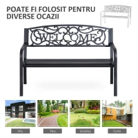 Outsunny Bancă de grădină din metal negru design Vintage(m-7)