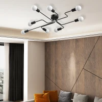 HOMCOM Klassieke plafondlamp in buisvorm met 8 lampen en metalen voet voor thuiskantoor(m-10)
