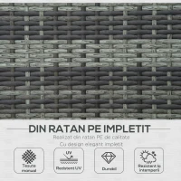 Outsunny Set Sezlong cu 2 locuri in PE Ratan cu Saltea captusita, Gri 195 x 120 x 28 cm(m-4)