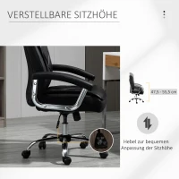 Vinsetto Chefsessel Bürostuhl Schreibtischstuhl Drehstuhl ergonomisch mit Wippenfunktion höhenverstellbar Rautenmuster modern elegant luxuriös PU-Kunstleder Metall Schaumstoff Schwarz 66x69x121 cm(m-4)