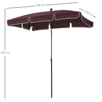 Outsunny Umbrela Parasolarar dreptunghiulara pentru Gradina 200 × 125 × 235cm Maro(m-3)