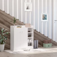 Homcom Suport Pantofi Lemn Alb – 83×30×90 cm cu Rafturi Deschise(m-2)