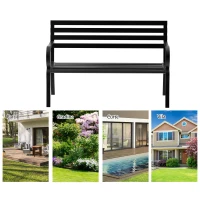 Outsunny Banca de Gradina din Metal Neagra 127 x 62 x 82cm(m-6)
