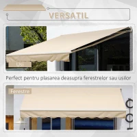 Outsunny Perdea Parasole Rulou de Perete de Extern Impermeabil in Aluminiu, Bej, 3x2.5m(m-5)