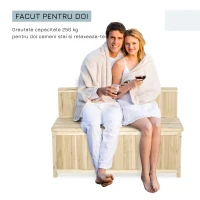 Outsunny Cufar container pentru Extern din Lemn de Brad Natural cu Spatar(m-7)