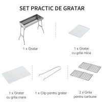 Outsunny Gratar Barbecue Portabil si Pliabil in Otel Inox, 73x33x71cm(m-5)