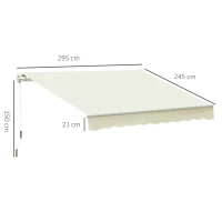Outsunny Copertina pentru soare tip rulou cu manivela, din aluminiu si poliester, 295x245cm, alb(m-3)