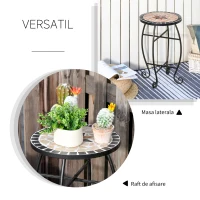 Outsunny Masuta de Gradina si Exterior din Metal si Ceramica Neagra si Portocalie(m-10)