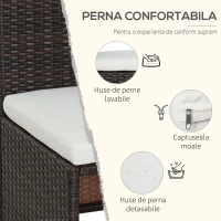 Outsunny Set Mobilier de Gradina din Ratan 5 Bucati Masa Pranz 4 Scaune cu Perne(m-5)