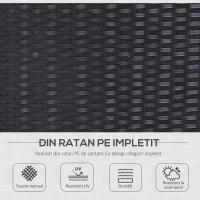 Outsunny Set Mobilier De Gradina 6 Piese Modulare din Ratan PE, Salon de Exterior cu 4 Fotolii Capitonate si 2 Masute Depozit, Negru si Crem(m-5)