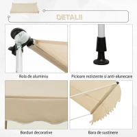 Outsunny Perdea Soare Infasurata Usor de Transportat Bej 300x150cm(m-5)