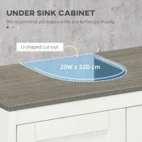 kleankin Modern Bathroom Sink Cabinet, Floor Standing Under Sink Cabinet, Freestanding Storage Cupboard with Adjustable Shelf, Double Doors, Antique White(m-4)