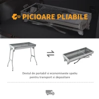 Outsunny Gratar Barbecue Portabil si Pliabil in Otel Inox, 73x33x71cm(m-4)