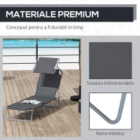 Outsunny scaun cu parasolar, 187x58x50 cm, gri(m-7)