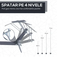 Outsunny scaun cu parasolar, 187x58x50 cm, gri(m-4)