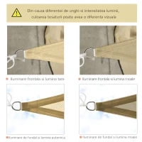 Outsunny Cort Parasolar Triunghiulare din HDPE, Culoarea nisipului, 3x3x3m(m-6)
