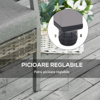 Outsunny Canapea bancuta de gradina 2 locuei in Rattan si aluminiu Gri 118 x 75 x 79 cm(m-7)