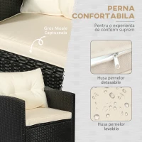 Outsunny Set Mobilier de Gradina 4 Piese din Ratan PE Masuta Canapea si Fotolii(m-5)