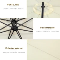 Outsunny Umbrelă de Soare Excentrică cu Bază în Cruce Inclusă, din Metal și Poliester, 3x2,5 m, Bej(m-6)
